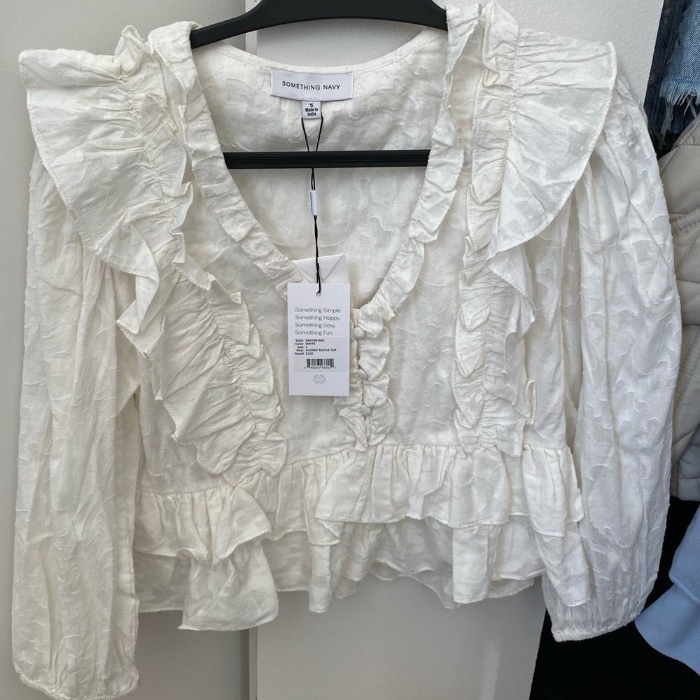 Something Navy Audrey Ruffle Top
White